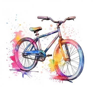 bicycle, 90s Retro dirty style Sublimation Clipart, watercolor, isolated on white background