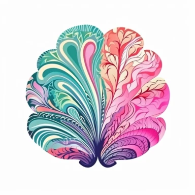 seashell in the style of lilly pulitzer isolated on a white background, vibrant colors, in the style of clipart
