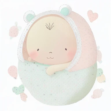 clipart, no background, simple, pastel, newborn baby
