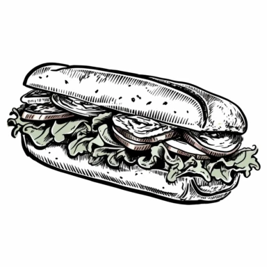 italian sub sanwich clip art, black and white, vector