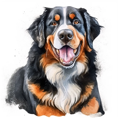 Bernese Mountain Dog clipart, original hand drawing, watercolor, understated and flawless for t shirt and cup printing, happy cute smily Basset Hound , transparent background, realistic painting, portrait without writing , style of the artwork, mood of the aartwork, vector, contour , white background, 8K quality, ultra detailed , without signature and without meaningless lines, clipart, white background, High Quality, no writting background, no writting, ultra detailed, no symbol, without logo a