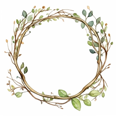 intertwined branches frame clipart, watercolor, firm outline