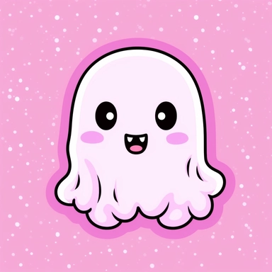 halloween spooky pink ghost cute clipart, in the style of kawaii, background is only white