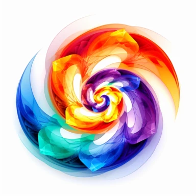 infinity fractal clipart, vibrant chakra colors, on white background