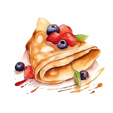 crepes watercolor clipart in white background
