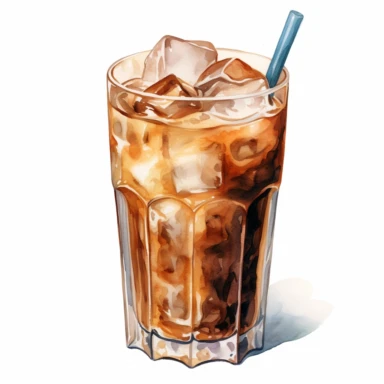 iced coffee , watercolor, clipart