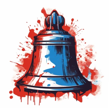 patriotic clipart, liberty bell, depicted in a bold and dynamic style, using a color palette of red, white, and blue, perfect for creating patriotic-themed designs, whether for digital projects or printed materials