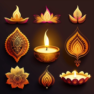Diwali clipart set vector image