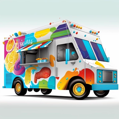 food+truck+vector, highly detailed, isolated on white, clipart