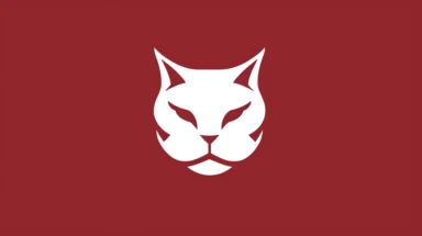 Minimalist white on a maroon background negative space cat, flat, vector, clipart