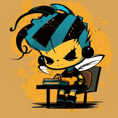student bee, abstract, in style of Clipart kids