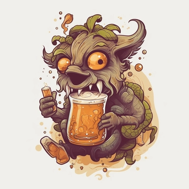 vector art, logo design, happy drunk beer drawing, happy drunk beer clipart, transparent background, 4k quality, flawless drawing , Alebrije, abstract, Illustrators, by Sabbas Apterus, bar culture, amazing pub scene