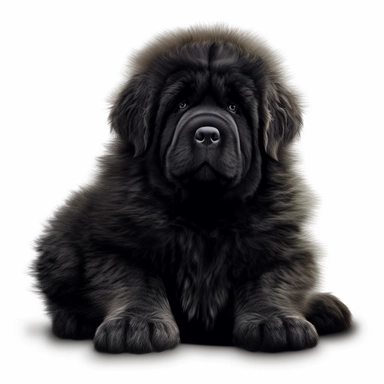 Dog Puppy breed Newfoundland big hairy black 3D clipart