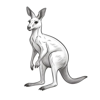 kangaroo drawing vector clipart, no shading, black and white no color, white background thick lines, simple drawing, easy to draw
