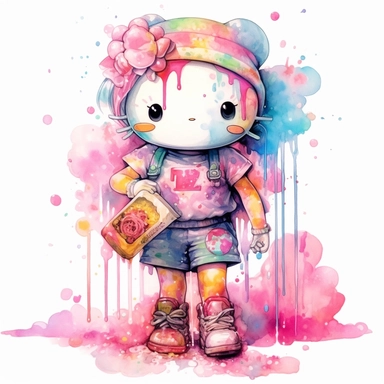 dirty garbage pale hello kitty skater girl slime rainbow clipart watercolor