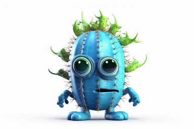 blue alien-cactus with toxic needles Clipart, Vector Art, Spaced Out, On White Background, 4K, Ultra-HD