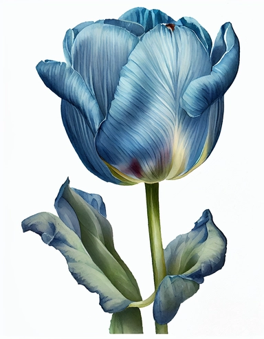 detailed watercolorart large garden blue tulip bulb no leaves , isolated on white background, realistic, clipart