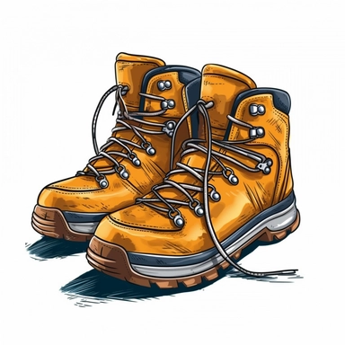 clipart, cartoon style, white background, hiking shoes