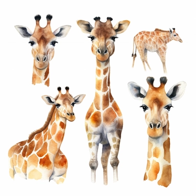 Giraffe Watercolor Clipart, Cute Clip art for commercial use, Transparent PNGs, African Safari Zoo Animal, Baby Giraffe Silhouette <@1110215565999611998>