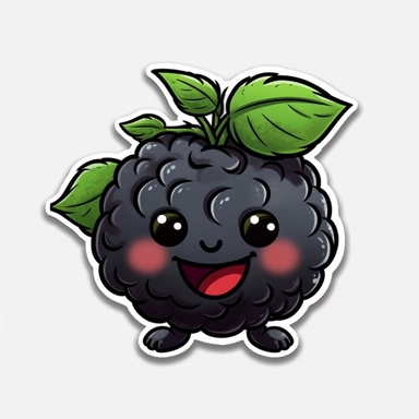 cute Blackberry, happy and smiling, bold line, clipart, sticker, white background, no shadow, 8k detail