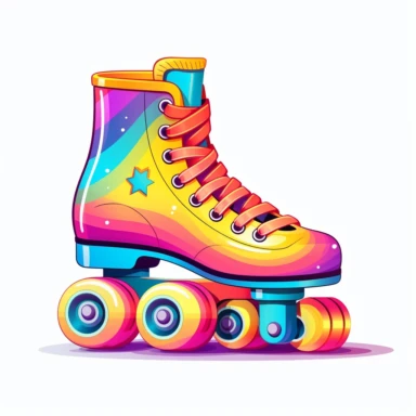 Roller Skate with rainbow star senary clipart, Vector Style, High quality, White Background