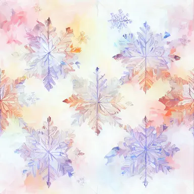 gradient snowflakes pattern simetric, white background in watercolor clipart style