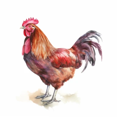 Watercolor chiken Clipart, white background, high quality,