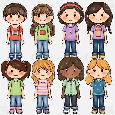 elementary school student clipart, single clipart, no overlapping