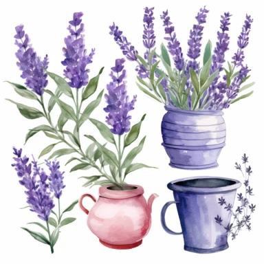 Watercolor Lavender Clipart - Pre-made clipart