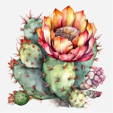 cactus, clip art, watercolor, isolated white background, 8k
