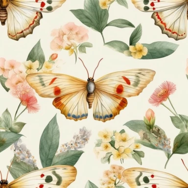 Moth Clipart - moth illustrations, clipart, beautiful, tiger moth, luna moth, beautiful, watercolor, with leaves and flowers, pastel color