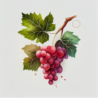 a cute minimal style of red grapes, with one leaf watercolor vector clipart