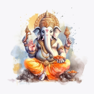 realistic watercolor ganesh clipart illustration