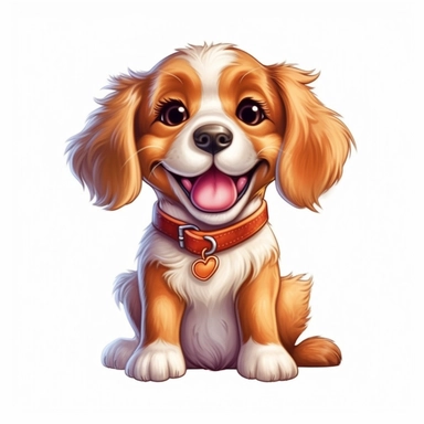 Cute Beautiful Happy Face Puppy Full body Sublimation Clipart,Cartoon,hyper realistic, intricate detail, illustration style,high solution,on the white background