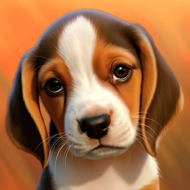 Beagle puppy, Closeup Portrait, Clipart, Digital art, disney style, hyperdetailed, 1080p, Ultra-HD no background