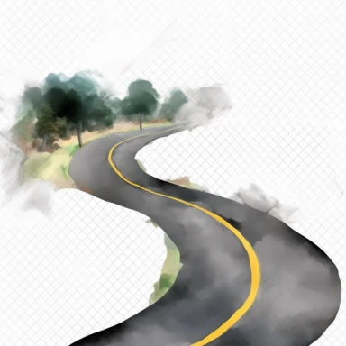create watercolor road, clipart, isolated, white background