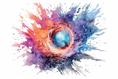 Watercolor, Design a post-neutron star, a cooled remnant with an ultra-dense core composed of exotic matter clipart, hd, on a white background, spaced out