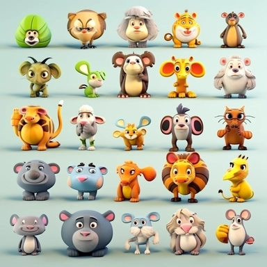 funny animal cartoon clipart bundle, 4k