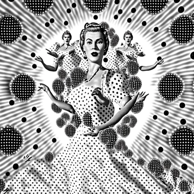knollong of free floating white microdots microlines music wave black air, village pin-up milkmaids, 70-th years Soviet Union vintage, allover, symmetrical, cel-shading, ultra-detailed, in style of Socialist realism, Natural Lighting, Ray Tracing Global Illumination, unreal engine 5, Victorian clipart