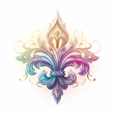 Clipart, gorgeous fleur de lis ink , soft pastel colours, luminous, glowy, ink alcohol, intricate, illustration, detailed, 8k, png, isolated on white background