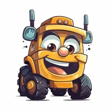 happy cute Tractor Mechanic face, cartoon, clipart, mascot, isolated on white background