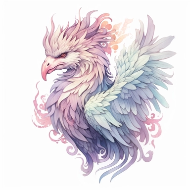 undead griffin, clipart, intense white and deep pastel colors, dnd, watercolor, no background, isolated on a white background, self contained, well defined edges, by amy sol and magali villeneuve and susan bourdet and ross tran, spaced out, glowy, intricate, 8k