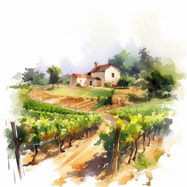 wineyard farm landspace clipart style,white background, High Quality clipart, no writting background, 4k, no writting, by Willem Haenraets