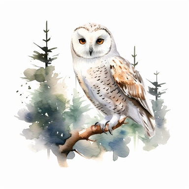 watercolor clipart white background owl forest animal woodland