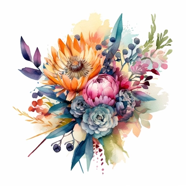 Let your imagination run wild by combining different flower species to create fantastical hybrid blooms. Merge the characteristics of multiple flowers into one unique and stunning watercolor clipart composition.