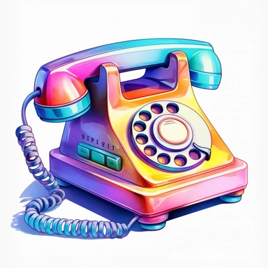 Beautiful Retro 80s pastel Color Landline sublimation clipart, hyper realistic, intricate detail, illustration style,high solution, on the white background