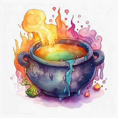 Watercolor witches cauldron, fantasy, magic, Fantasy Clipart, PNG Clipart, Illustration clipart, 4K, extremely detailed