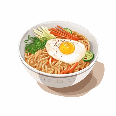 korean cold noodle clip art, white background