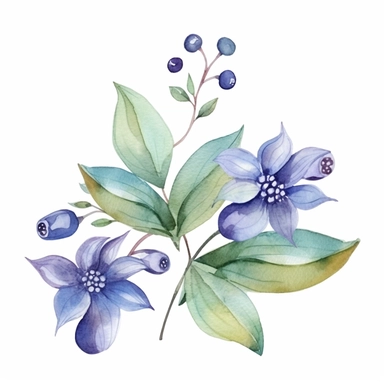 Watercolor bluebell Clipart, isolated on a white background