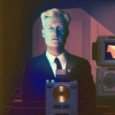 photo of a Swedish public servant in an instruction video, cliparts, symbols, 1990, the 90s, octane, wide shot, flat lighting, vhs filter, David lynch